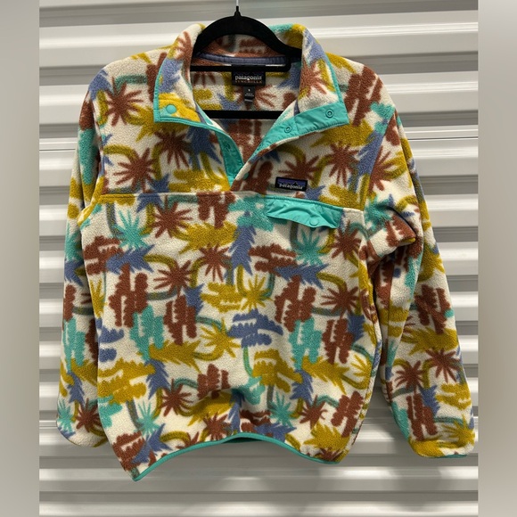 Patagonia Synchilla Snap T Fleece Tree Connection in Fresh Teal, Size Small - Picture 2 of 6